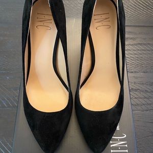 INC Black Suede Heels.  Worn Once.  Size 7